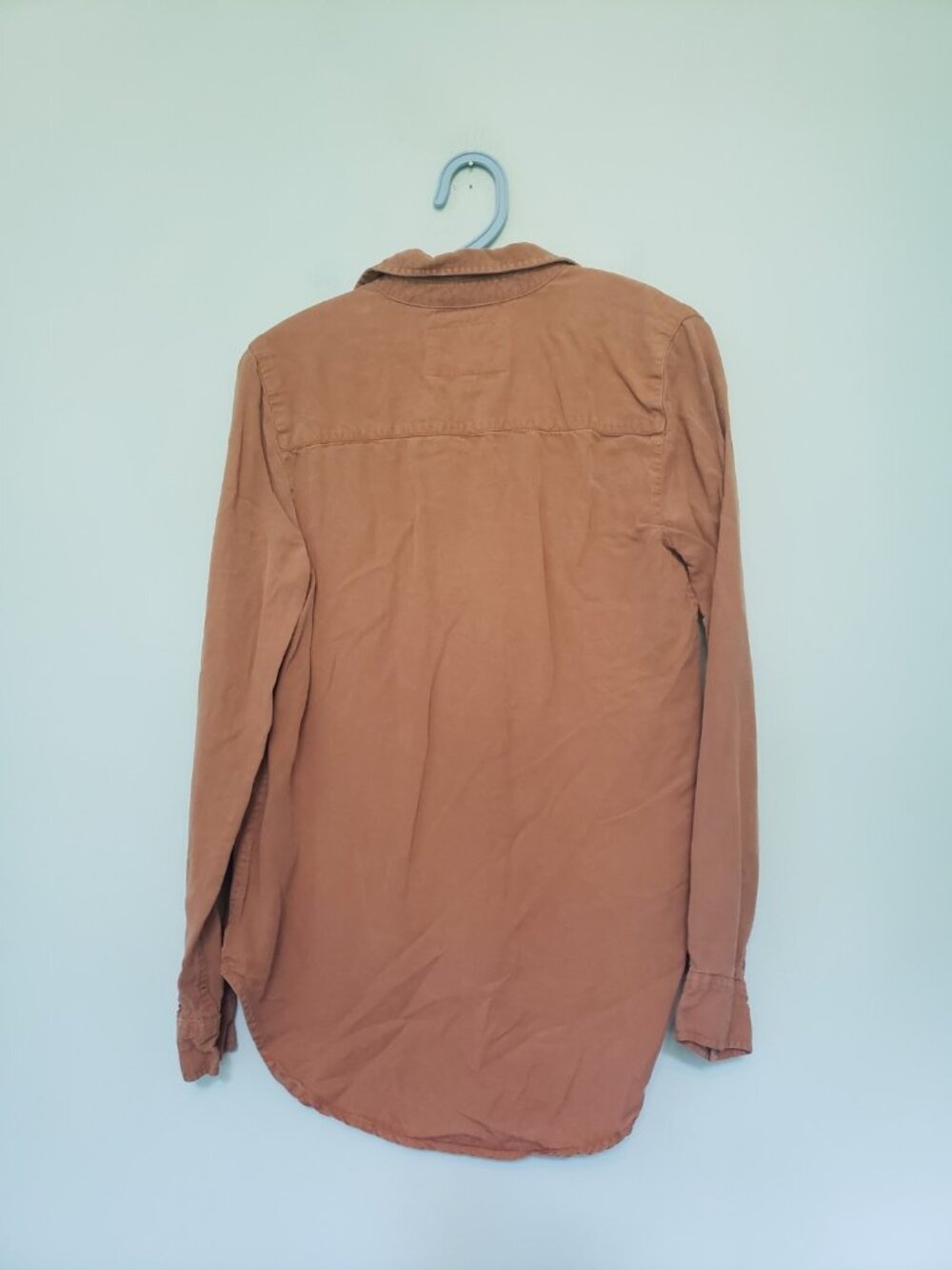Lola River Womens S Button Up Shirt Orange Chambray Tencel Lightweight Western - Picture 2 of 5